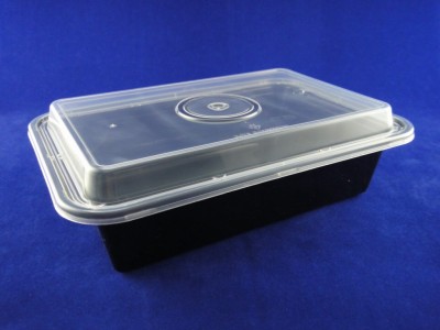 888-38 PP Rectangular Black/White Container